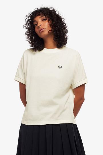 Fred Perry Boxy Piqué Naisten T Paidat Valkoinen | FI 1026RVDW